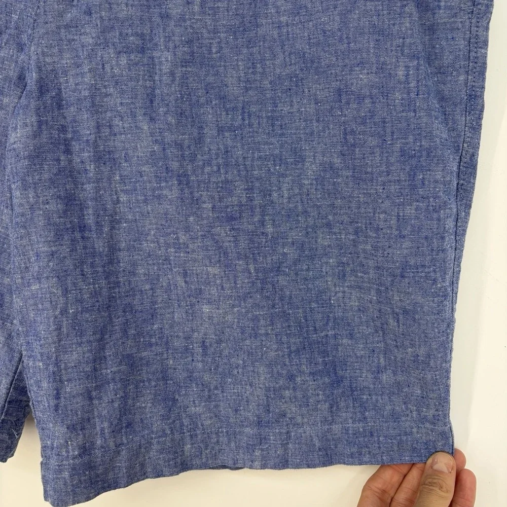 Banana Republic Aiden Shorts Mens 34 x 10 Linen Blend Chino Blue Beach‎ Summer